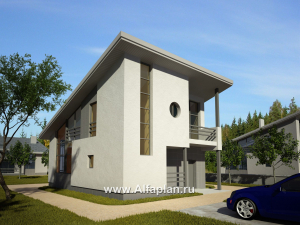 Проект дома с мансардой, планировка со вторым светом в гостиной, с террасой и односкатной крышей, в стиле минимализм