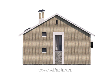 «Ижора» - проект дома с мансардой, планировка дома с террасой, с двускатной кровлей - превью фасада дома