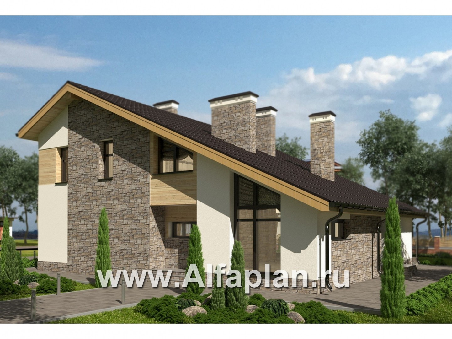 Проекты домов Альфаплан - Современный коттедж для большой семьи - дополнительное изображение №3