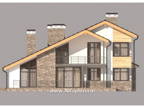 Проекты домов Альфаплан - Современный коттедж для большой семьи - превью фасада №1