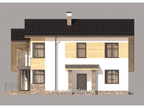 Проекты домов Альфаплан - Современный коттедж для большой семьи - превью фасада №2
