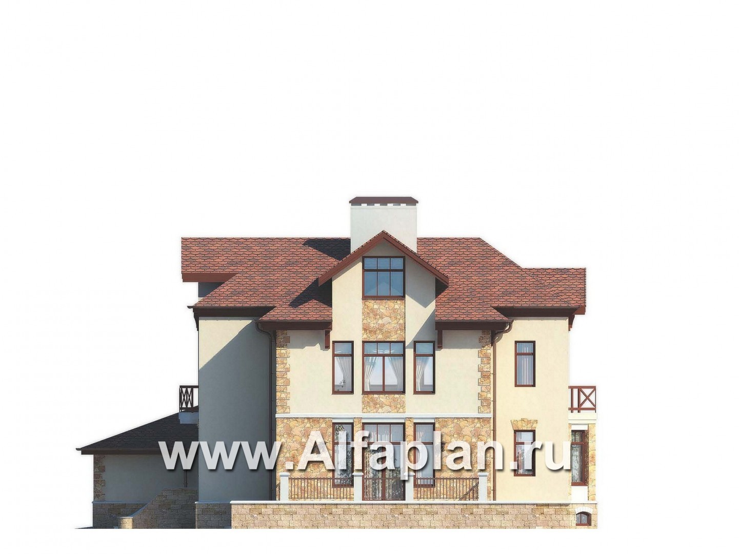 Проекты домов Альфаплан - Комфортабельный особняк с большим гаражом - изображение фасада №2