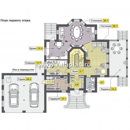Проекты домов Альфаплан - Комфортабельный особняк с большим гаражом - превью плана проекта №1