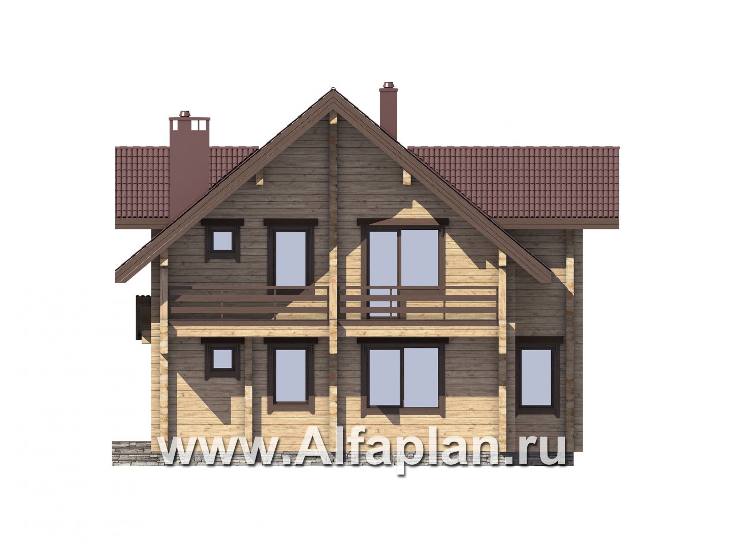 Проекты домов Альфаплан - Деревянный дом для большой семьи - изображение фасада №3