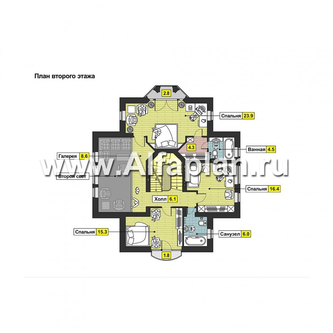 Проекты домов Альфаплан - Особняк в традициях петровского барокко - изображение плана проекта №3
