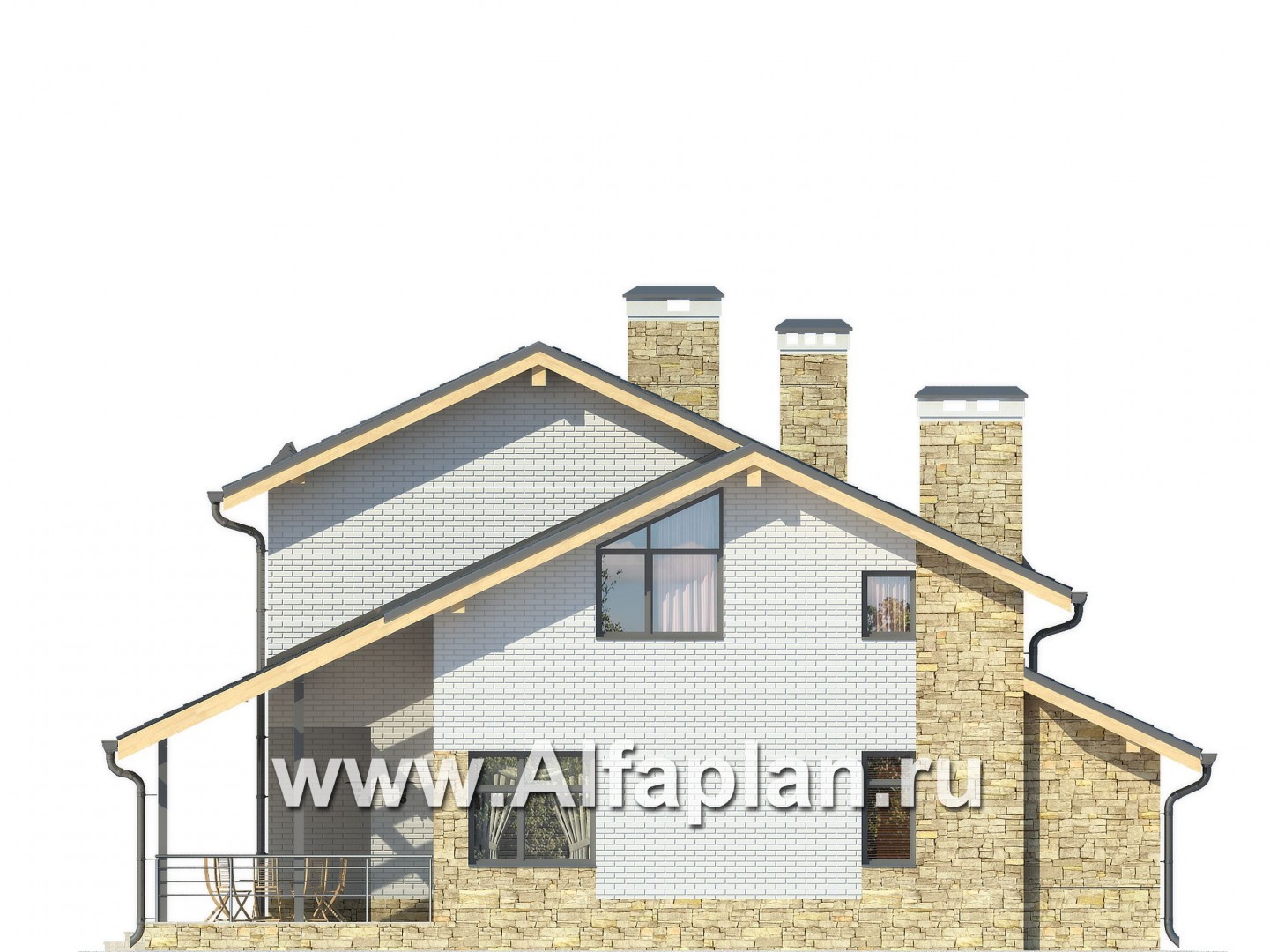 Проекты домов Альфаплан - Комфортабельный дом в современном стиле - изображение фасада №1