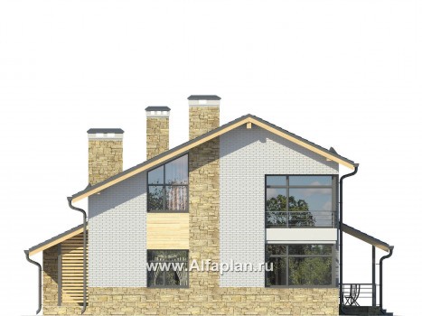 Проекты домов Альфаплан - Комфортабельный дом в современном стиле - превью фасада №3