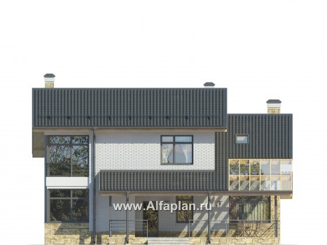 Проекты домов Альфаплан - Комфортабельный дом в современном стиле - превью фасада №4