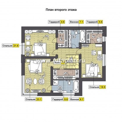Проекты домов Альфаплан - Комфортабельный дом в современном стиле - превью плана проекта №2