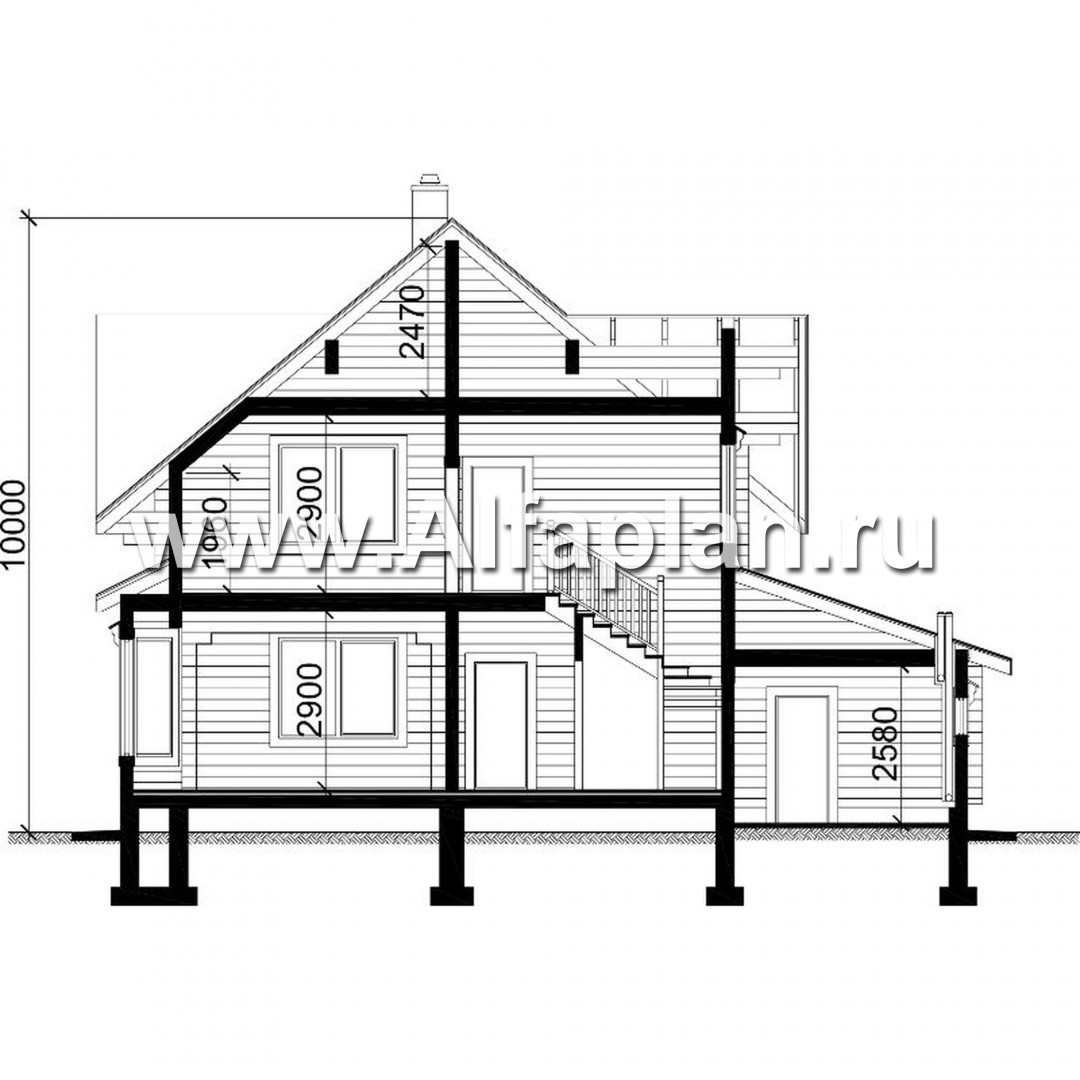 Проекты домов Альфаплан - Небольшой деревянный дом для загородного отдыха - план проекта №3