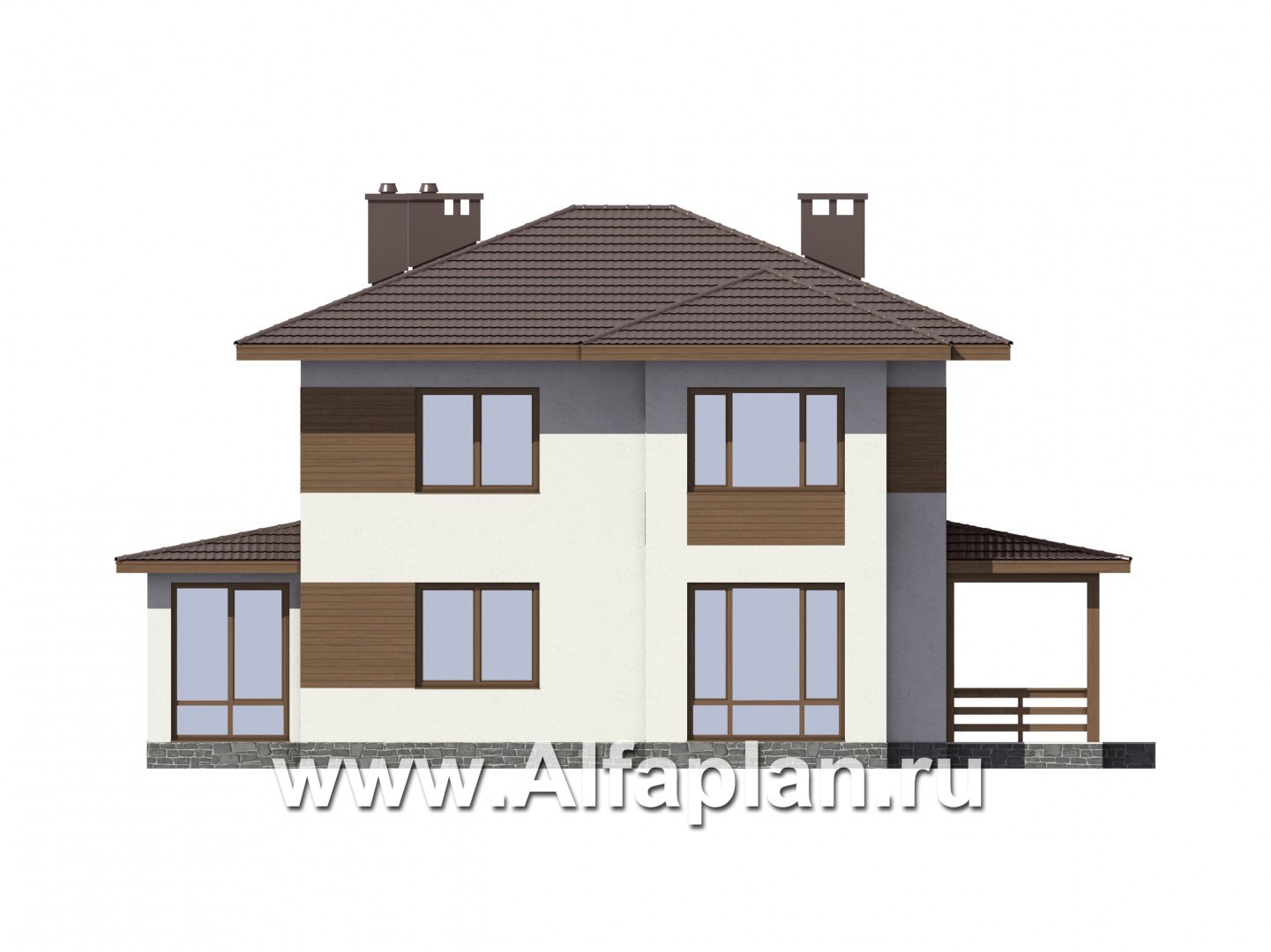 Проекты домов Альфаплан - Комфортный дом для большой семьи - изображение фасада №2