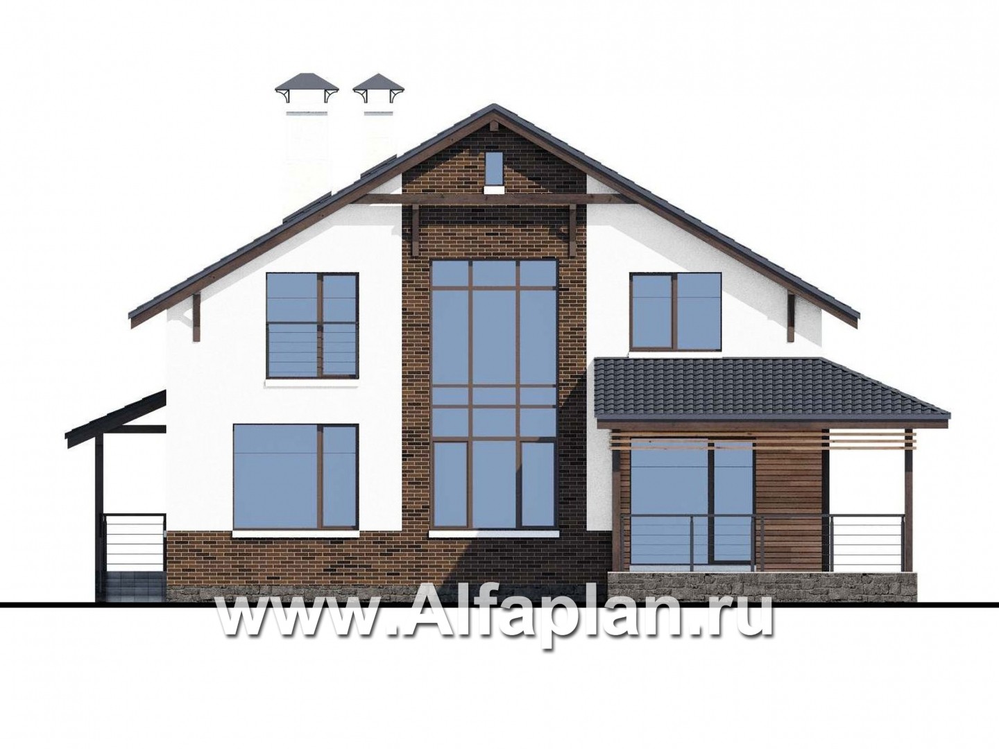 Проекты домов Альфаплан - «Галс» - двухэтажный коттедж со вторым светом - изображение фасада №4