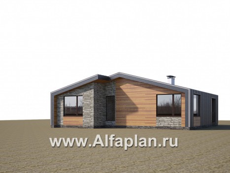 Проекты домов Альфаплан - «Гамма» - стильный каркасный дом с сауной - превью дополнительного изображения №2