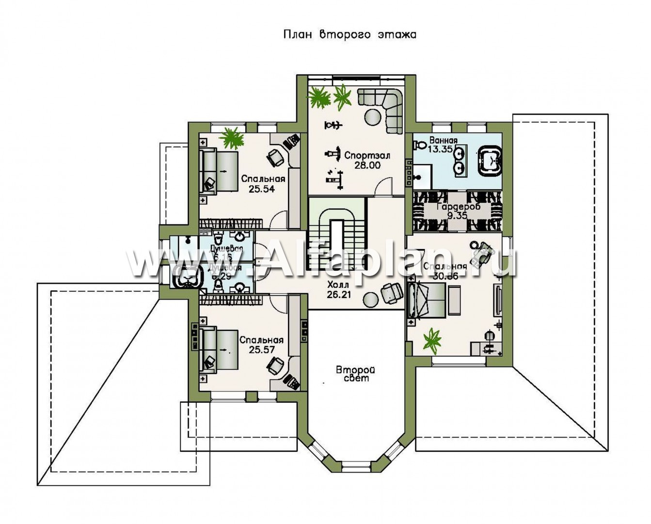 Проекты домов Альфаплан - «Пятьсот квадратов» — комфортабельный загородный особняк бизнес-класса - изображение плана проекта №3