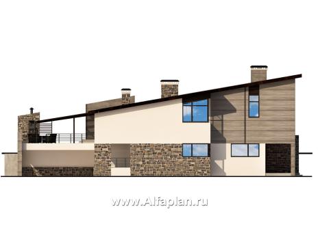 Проекты домов Альфаплан - Коттедж для участка с рельефом - превью фасада №2