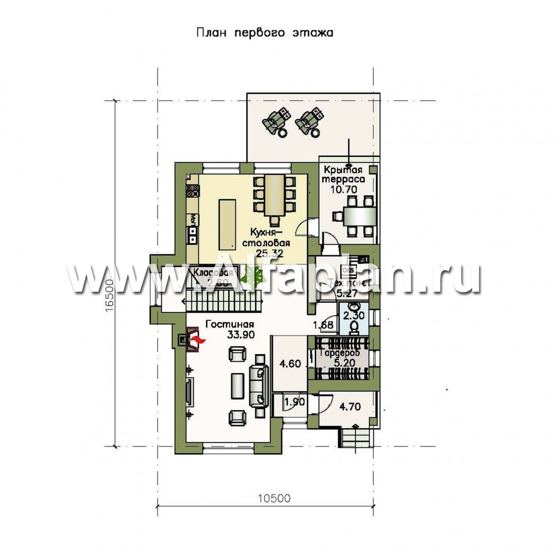 Проекты домов Альфаплан - «Потемкин» - элегантный двуxэтажный коттедж - изображение плана проекта №1