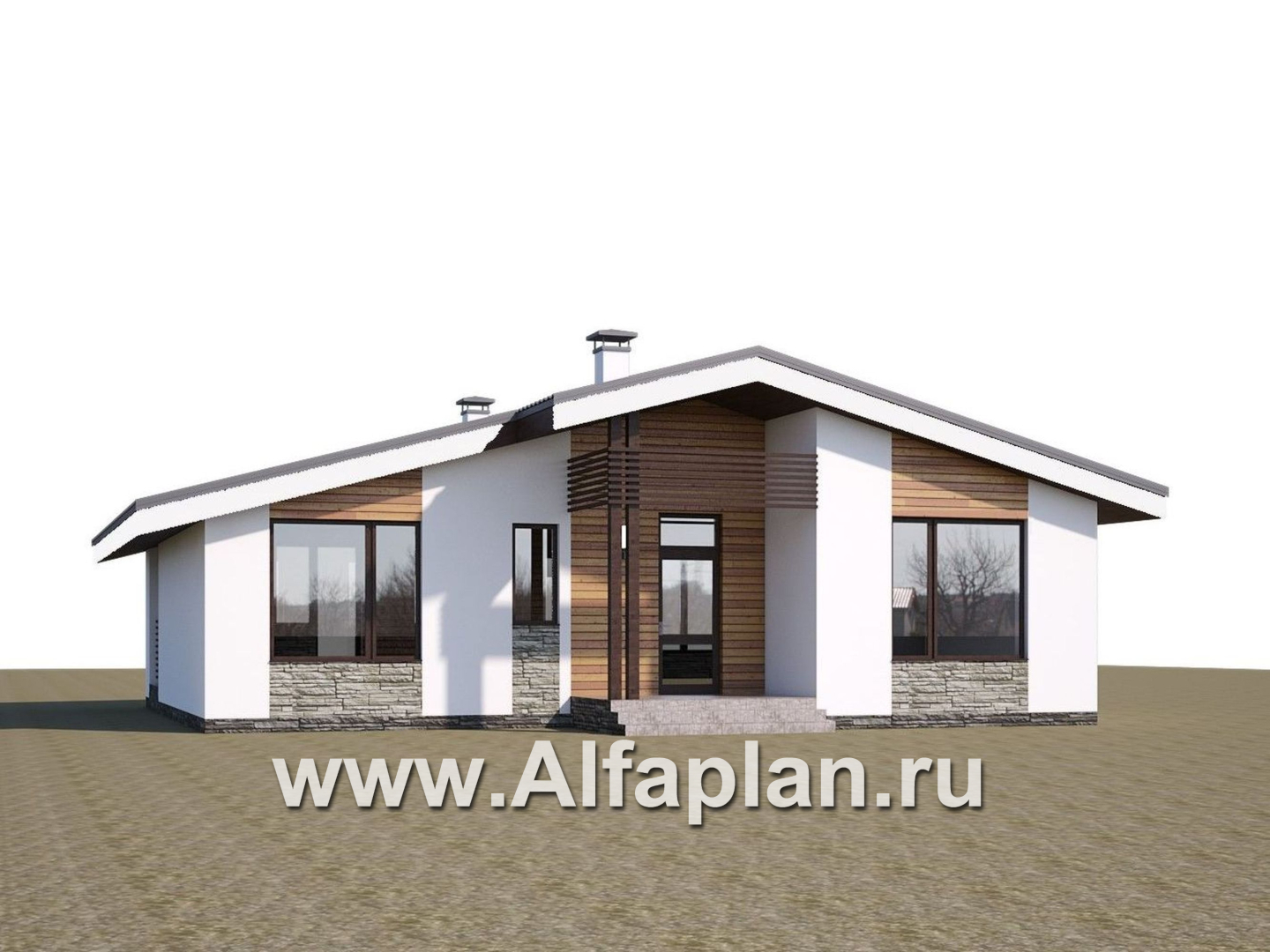 Проекты домов Альфаплан - «Дельта» - удобный и практичный каркасный дом в один этаж - дополнительное изображение №2