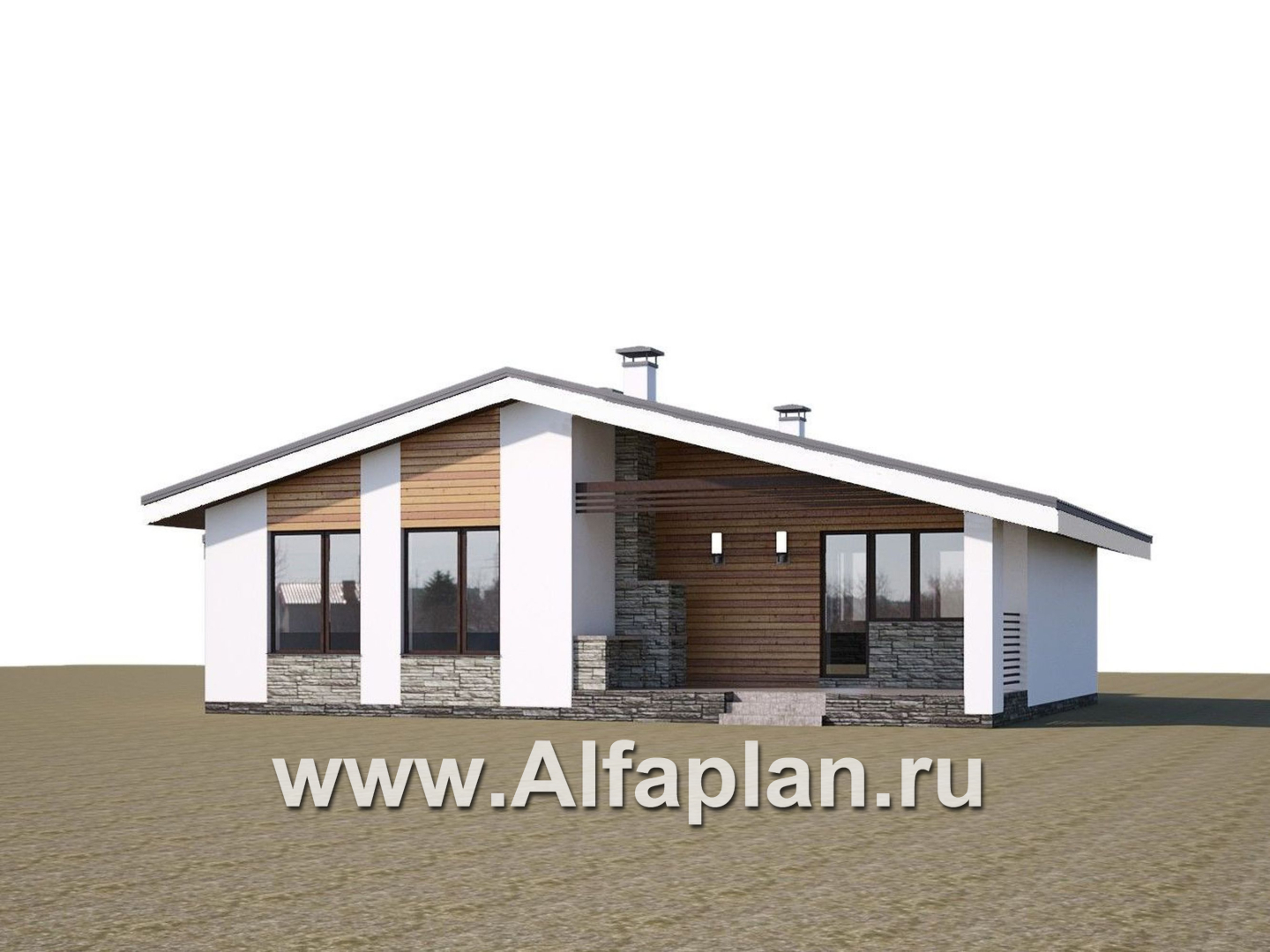 Проекты домов Альфаплан - «Дельта» - удобный и практичный каркасный дом в один этаж - дополнительное изображение №3