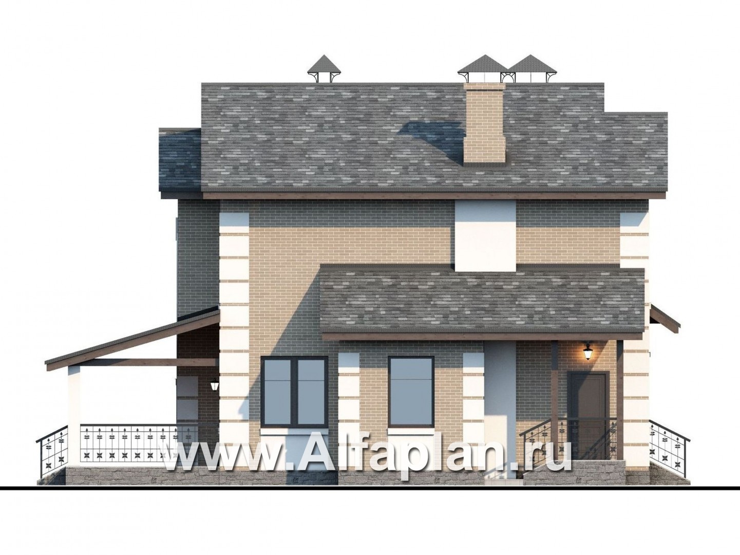 Проекты домов Альфаплан - «Verum»- компактный коттедж с удобным планом - изображение фасада №3