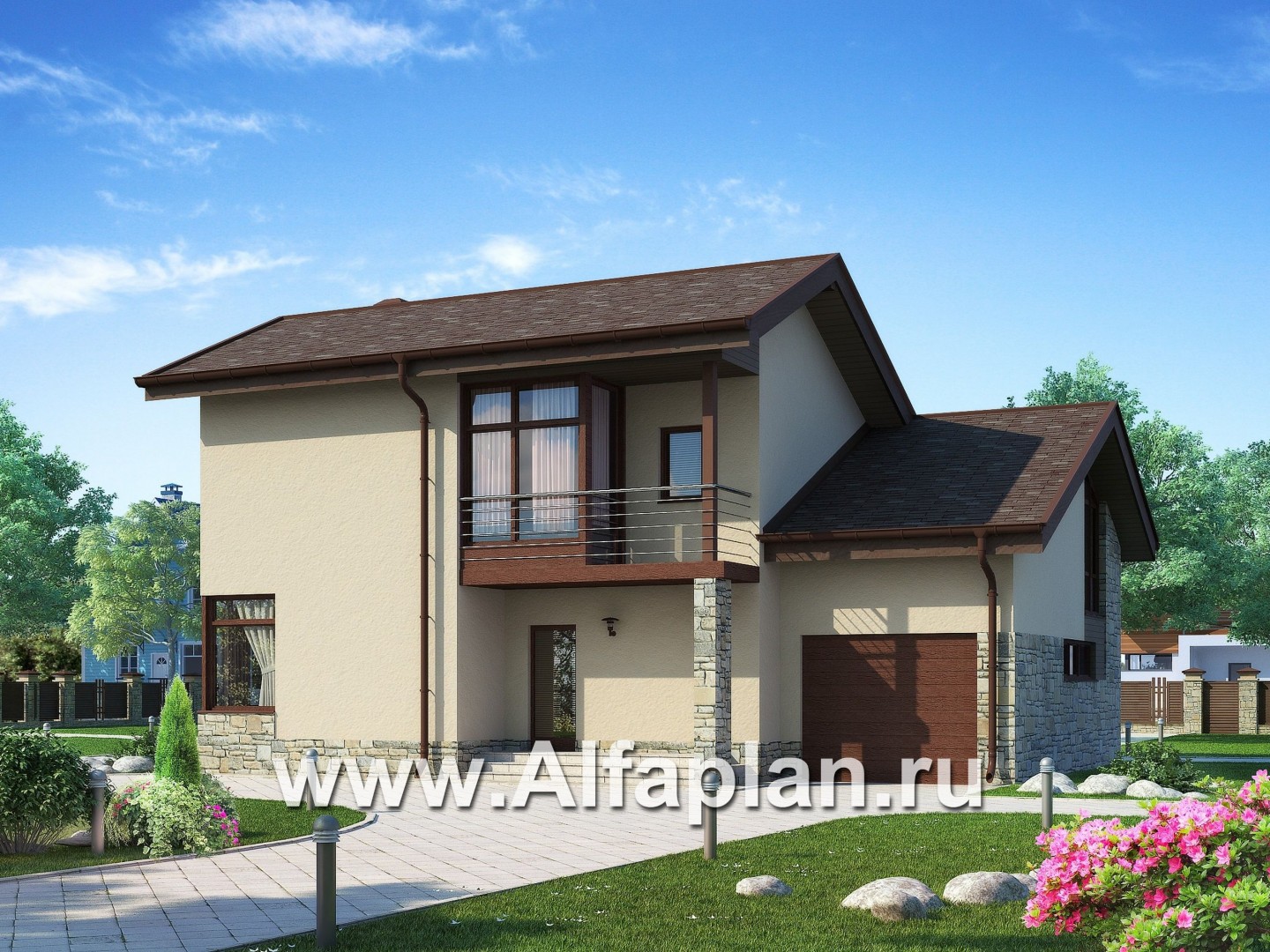 Проекты домов Альфаплан - Уютный загородный дом из газобетона - основное изображение