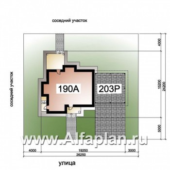 Проекты домов Альфаплан - «Verum» - двуxэтажный коттедж с компактным планом и навесом  для машин - превью дополнительного изображения №1