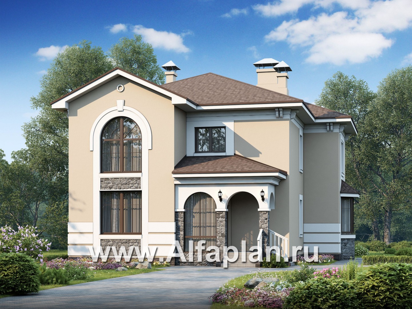 Проекты домов Альфаплан - «Белоостров»- классический коттедж с удобной планом - основное изображение