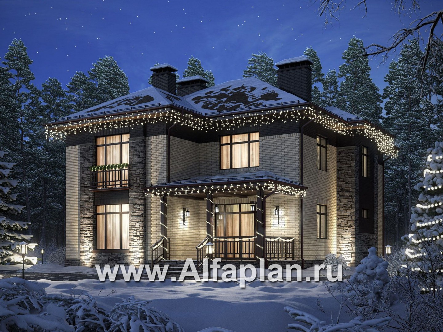 Проекты домов Альфаплан - Двухэтажный коттедж c удобной планировкой - дополнительное изображение №1