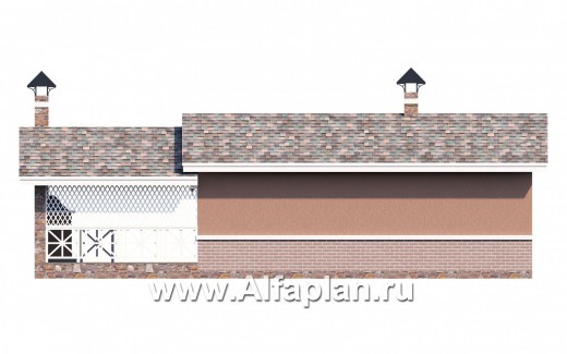 Проект бани с барбекю на террасе - превью фасада дома