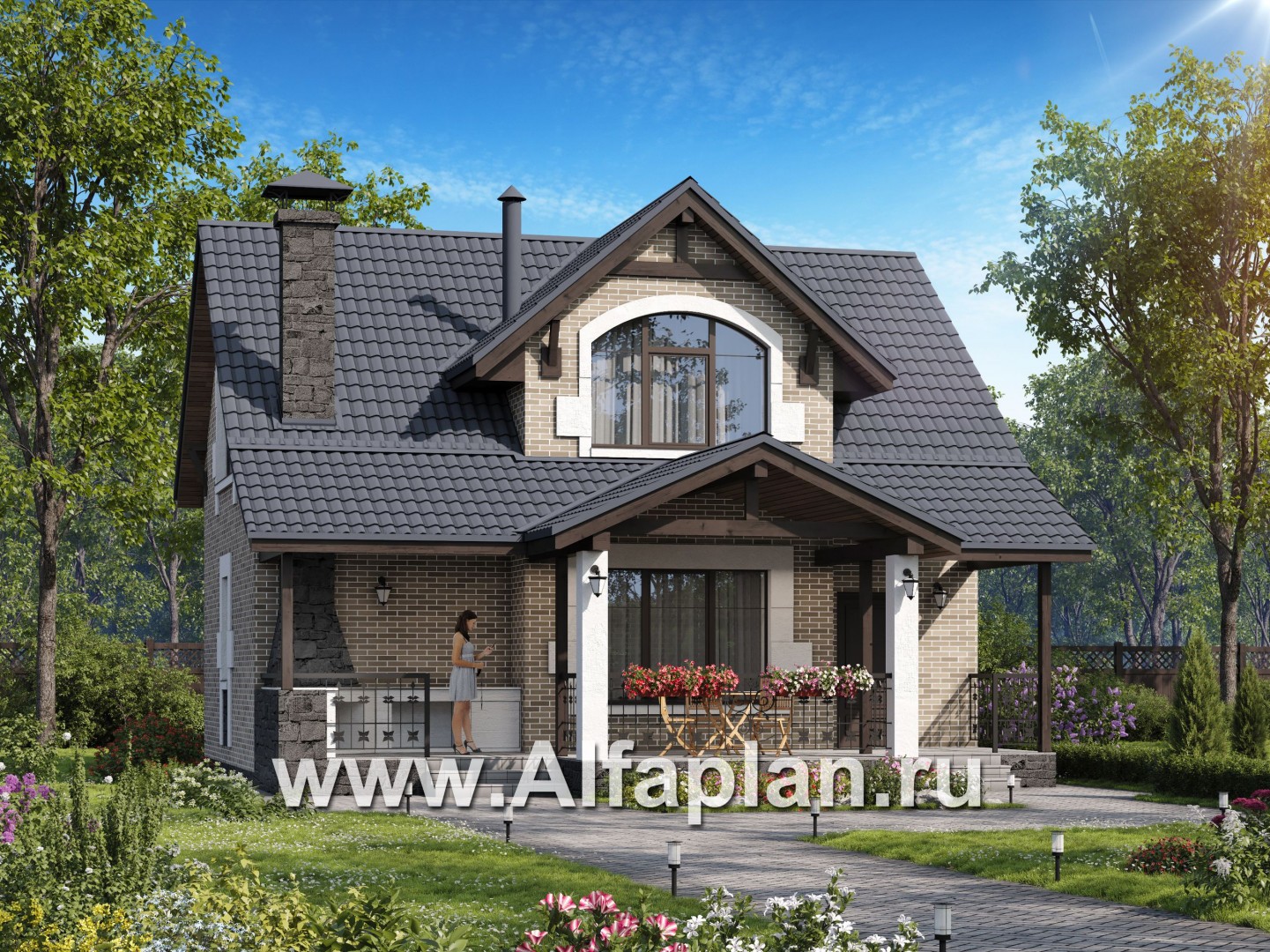 Проекты домов Альфаплан - Баня с бильярдной в мансарде - основное изображение