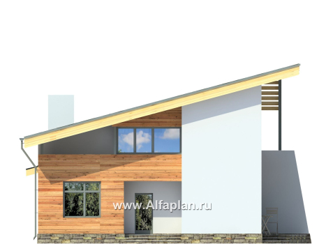Проекты домов Альфаплан - Эффектный дом с односкатной кровлей - превью фасада №1