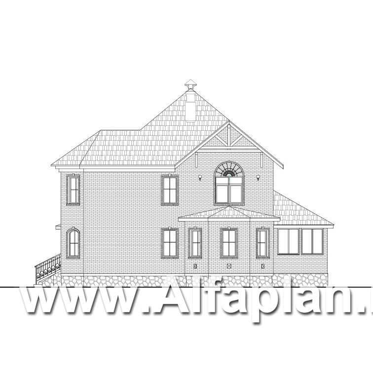 Проекты домов Альфаплан - «Амбиент» - респектабельный дом с гаражом на два автомобиля - изображение фасада №2
