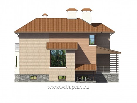 Проекты домов Альфаплан - «Светлая жизнь» - современный  коттедж с большими окнами - превью фасада №3