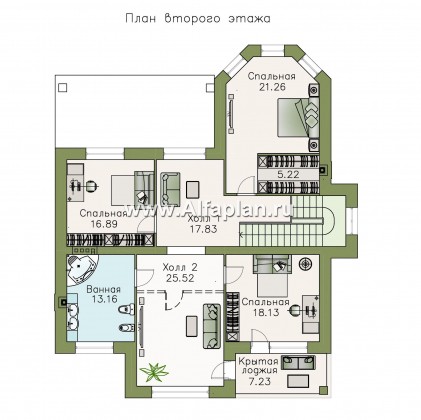 Проекты домов Альфаплан - «Затерянный рай» - коттедж с отличной планировкой - превью плана проекта №2