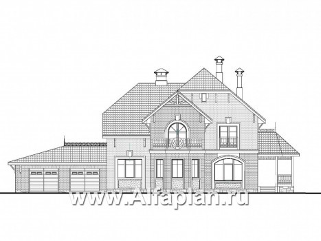 Проекты домов Альфаплан - «Ясная поляна» - удобный коттедж для большой семьи - превью фасада №1