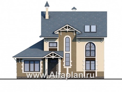 Проекты домов Альфаплан - «Оккервиль» - элегантный коттедж для большой семьи - превью фасада №1