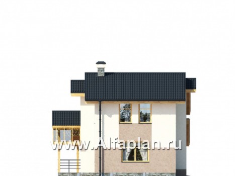 Проекты домов Альфаплан - Комфортный каркасный дом с навесом для двух машин - превью фасада №4