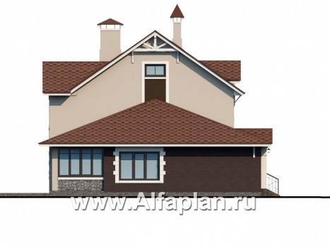 Проекты домов Альфаплан - «Оккервиль» - элегантный коттедж для большой семьи - превью фасада №3