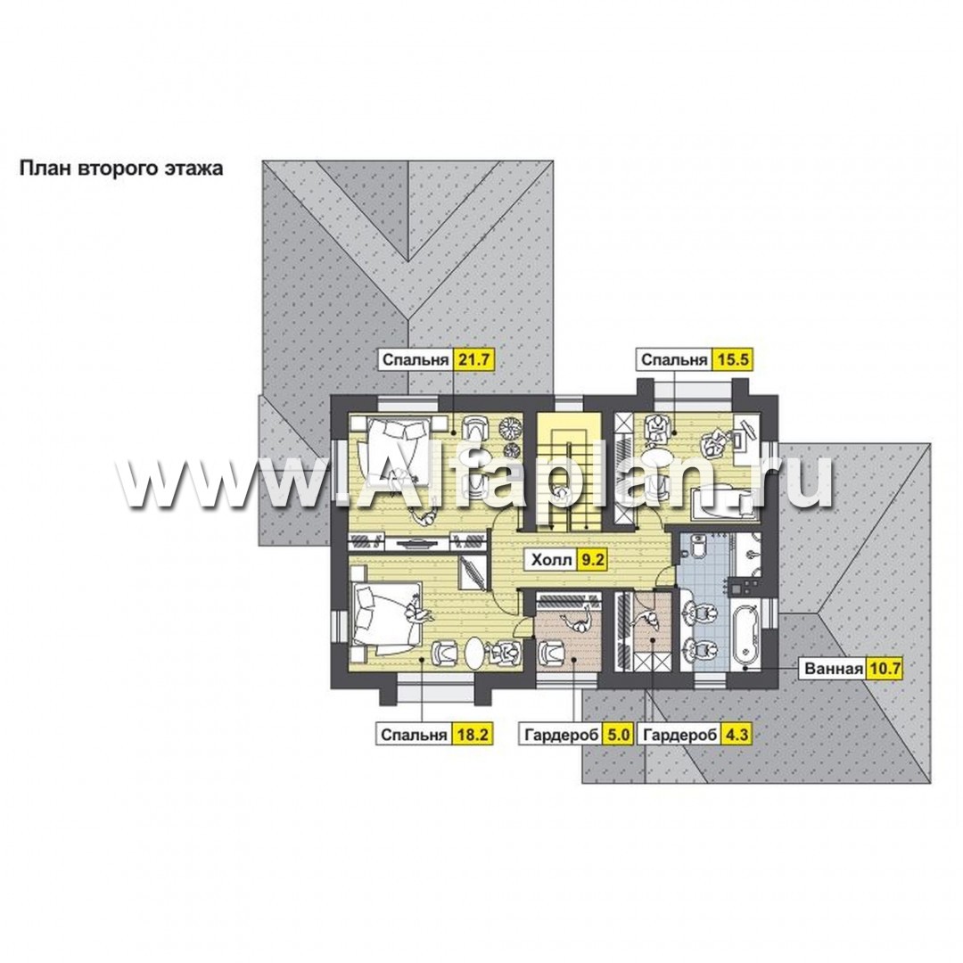 Проекты домов Альфаплан - Изысканный классический двухэтажный коттедж - план проекта №2