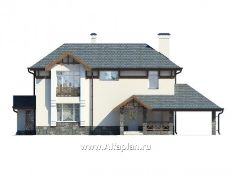 Проекты домов Альфаплан - Изысканный классический двухэтажный коттедж - превью фасада №1
