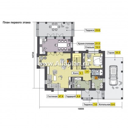Проекты домов Альфаплан - Изысканный классический двухэтажный коттедж - превью плана проекта №1