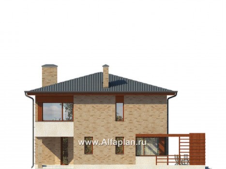 Проекты домов Альфаплан - Двухэтажный коттедж с угловым входом - превью фасада №1