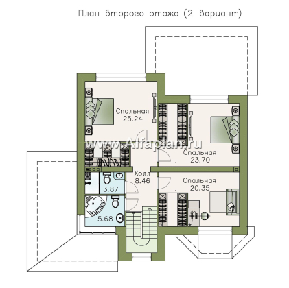 Проекты домов Альфаплан - «Оазис» - уютный коттедж с  комфортной планировкой - превью плана проекта №3