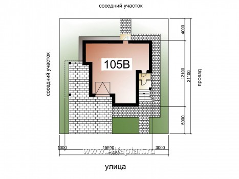 Проект трехэтажного дома из газобетона «Аура», с гаражом в цоколе, с сауной и спортзалом, в современном стиле - превью дополнительного изображения №1