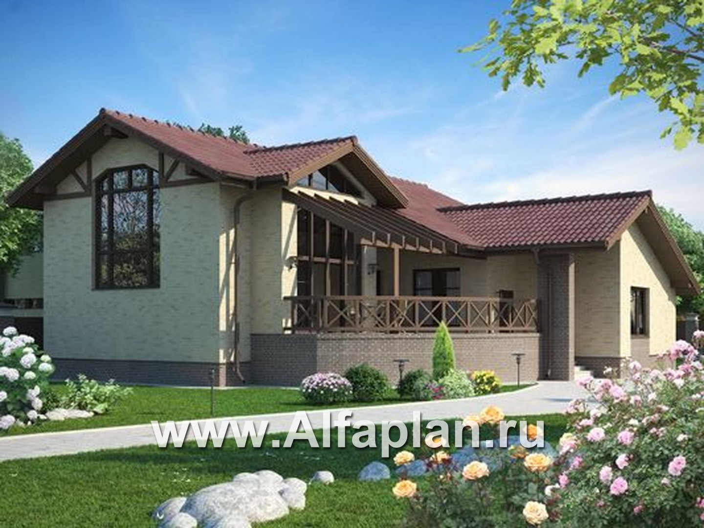 Проекты домов Альфаплан - Комфортабельный дом для отдыха с бассейном - основное изображение