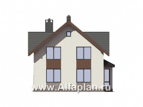 Проекты домов Альфаплан - Компактный дом с террасой - превью фасада №2