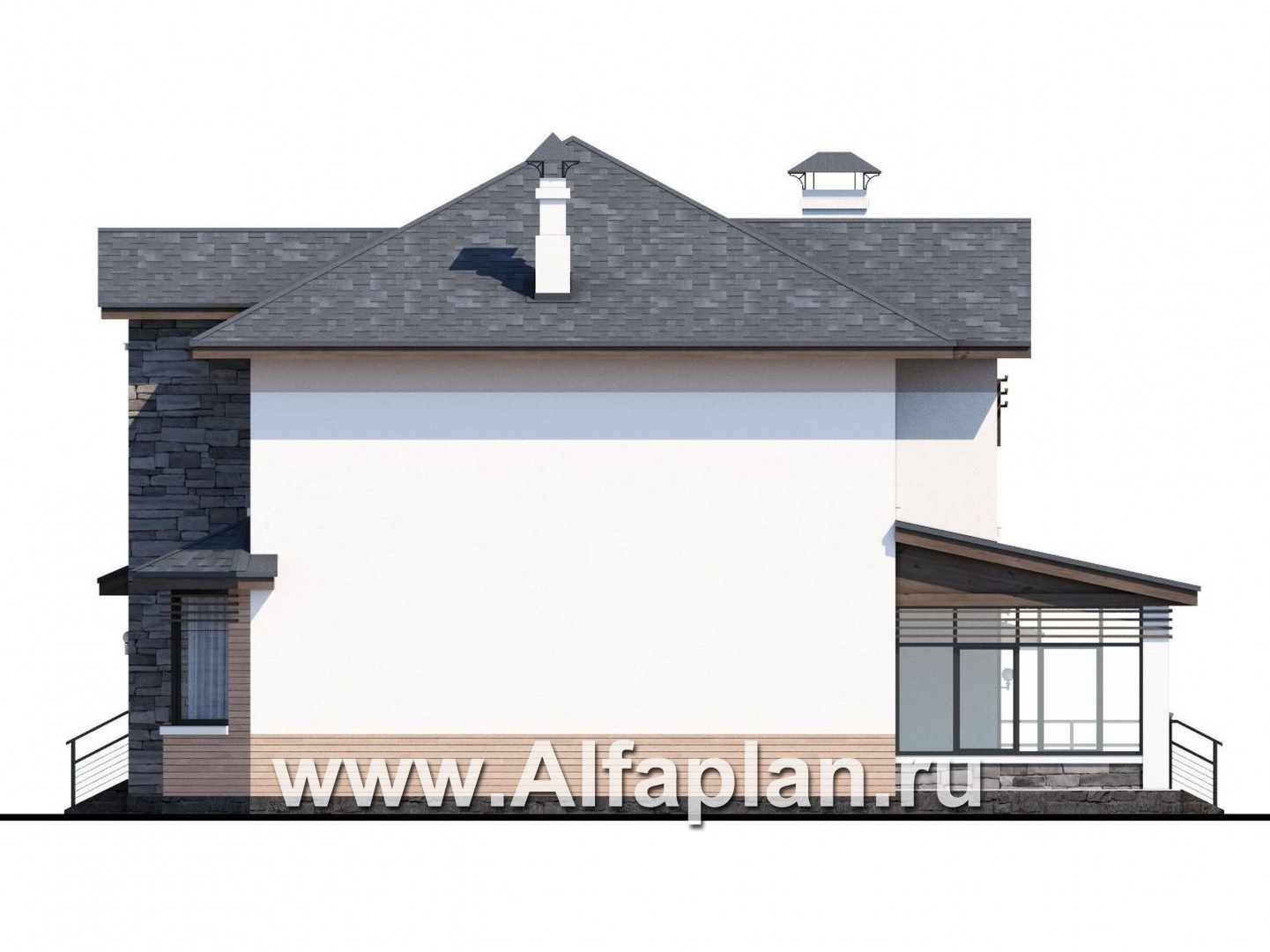 Проекты домов Альфаплан - «Оазис» - изысканный комфортный коттедж с гаражом - изображение фасада №2