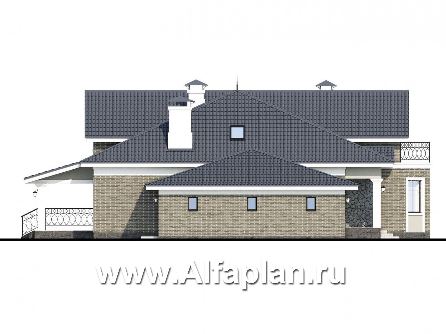 «Валдай» - проект дома с мансардой, из газобетона, с эркером, гаражом и террасой - фасад дома