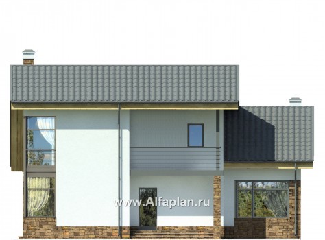 Проекты домов Альфаплан - Современный удобный загородный коттедж - превью фасада №1