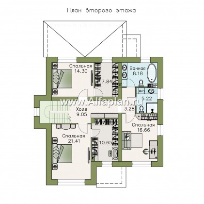 «Традиция» - проект двухэтажного дома, планировка с кабинетом на 1 эт, с террасой - превью план дома