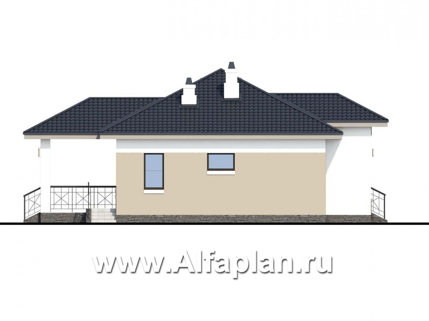 Проекты домов Альфаплан - «Княженика» - проект экономичного одноэтажного дома  сауной - изображение фасада №3